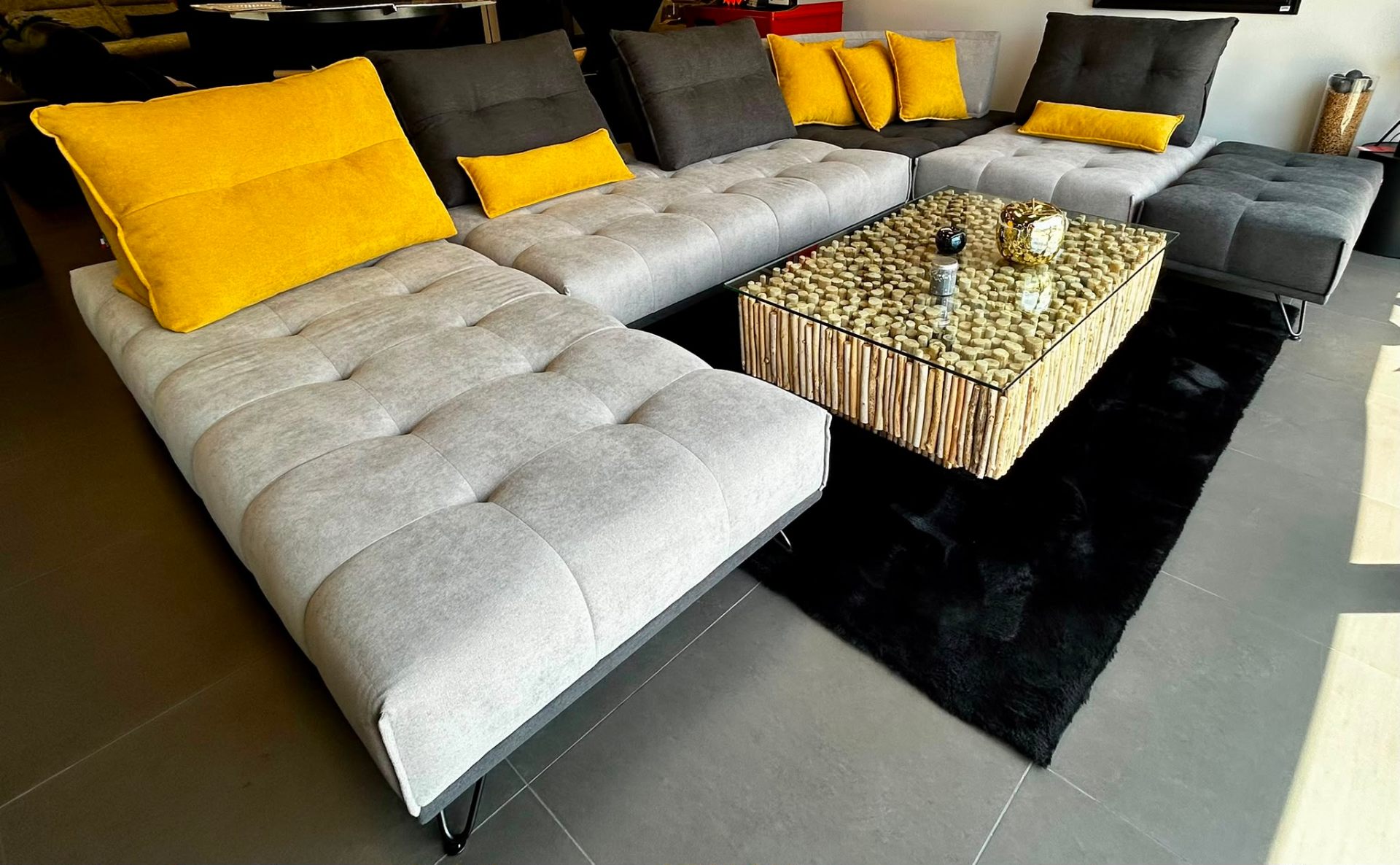 Grande composition modulable gris & jaune